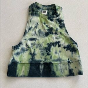 NSF Green and Blue Tie Dye Crop Tank Top XS